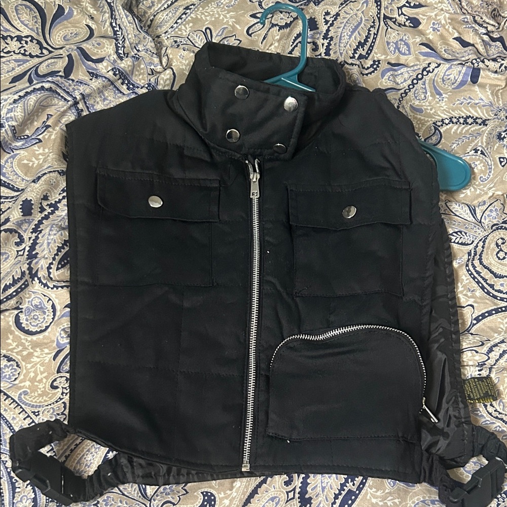 Women's Black Vest with Zipper and Snap Buttons